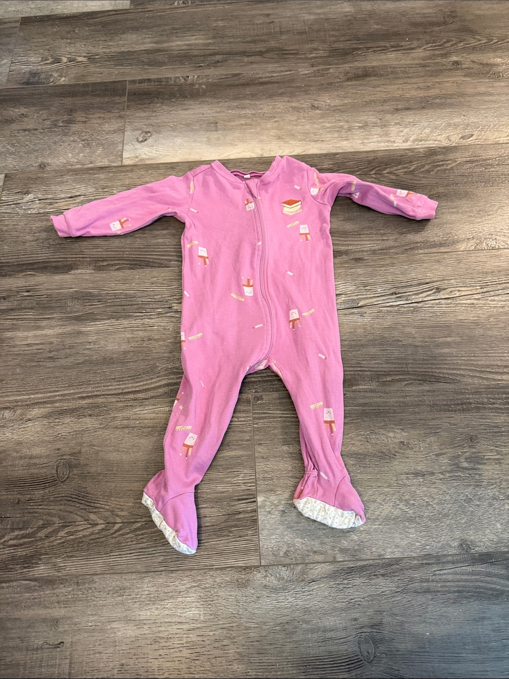Pekkle Pink Girls' Footed One-Piece Pajamas with Popsicle‎ Print